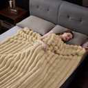 Faux Fur Throw Blanket, Thick 1000GSM Fluffy Cozy Throw Blankets for Bed, Luxury Plush Striped Warm Soft Blanket for Couch LivingRoom Home Decor & Gifts(50"x 70", Beige)