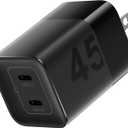 wegear 45W USB C Charger, 2 Port GaN Fast Charging with PPS, Foldable Wall Charger Block for iPhone 17/16/15, iPad, Galaxy S25/S24, Pixel 10/9 (Black)