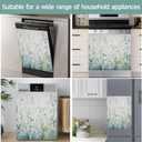 Watercolor Green Leaves Dishwasher Covers for The Front Magnetic,Spring Wildflower Refrigerator Magnets Decoration,Reusable Dishwasher Cover Panel for Home Kitchen Decor 23x26 Inch