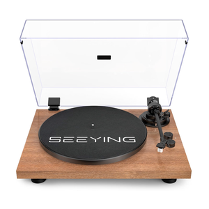 SeeYing Turntable Vinyl Record Player Support Bluetooth Output Phono/Line Switch Pitch Control with Pre-Installed Counterweight & Magnetic Cartridge, Belt Drive 2 Speed