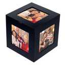 MyGift 5 Inch Photo Cube - Black Acrylic Decorative Desk Picture Frame Keepsake Box