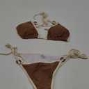 SHENHE Women's Sexy Bikini Sets Ring Triangle Tie Bathing Suits 2 Piece Swimsuits Coffee Brown, L