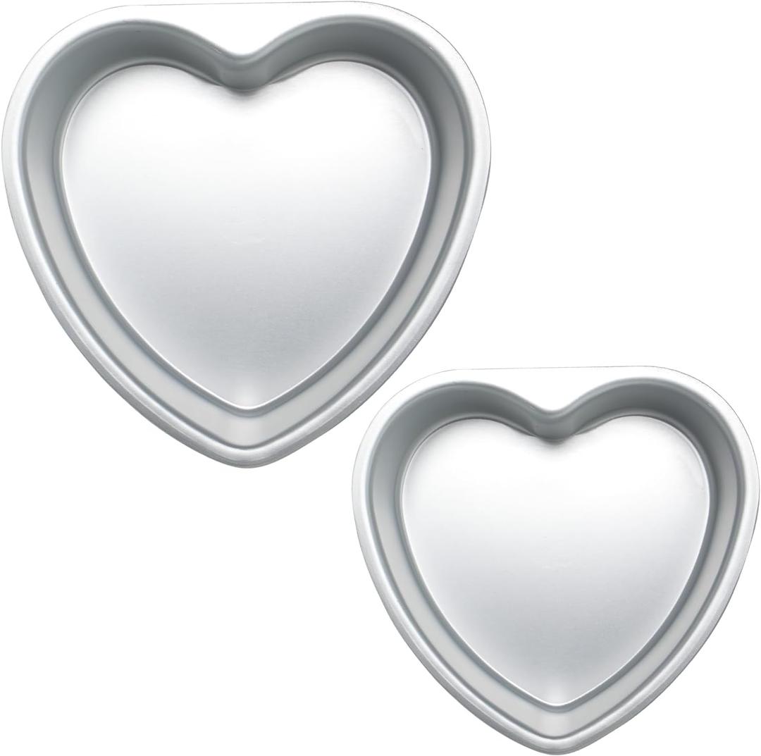 Gvhntk 2 pcs Heart Shaped Cake Pan 6 Inch 8 Inch Aluminum Cake Pans Heart Cake Tin Baking Cake Mold for Valentine's Weddings Birthday Party