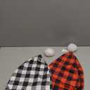 Janmercy 2 Pcs Sleeping Cap for Men Adjustable Sleep Cap Men Buffalo Plaid Night Hat with Ball Tassel for Winter (Black, White, Red)
