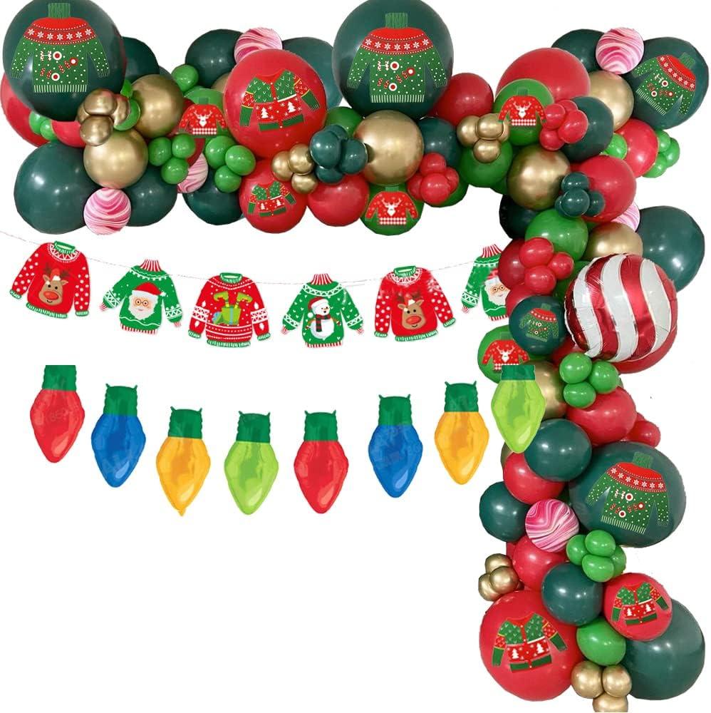 Christmas Ugly Sweater Party Decoration Balloon Garland Set - Foil and Latex Balloons for Let's Ugly Theme Party Supplies and Decorations