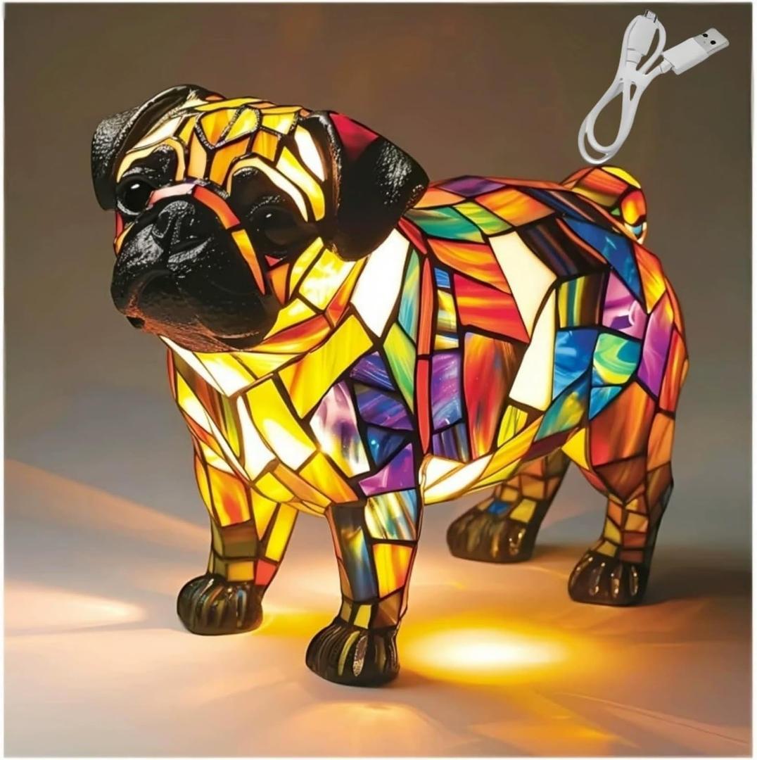 3D Cute Pet Table Lamps,Dogs Themed LED Night Light with Warm Ambient Glow,Stained Resin Home Decor Tabletop Light for Dog Lovers (15cm/5.9in)