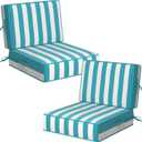 5" Thicker Outdoor Chair Cushions 2 Sets 24" *24" Waterproof Patio Chair Cushions for Outdoor Furniture w/Removable Cover 30D High Density Sponge Filling Thicken Patio Furniture Cushion w/Handle &Ties
