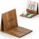 Triangle Book Holder, Book Rest, Acacia Foldable Book Nook Reading Valet, Triangle Book Stand with Cup, Pen, Glasses and Phone Holder for Bedroom, Nightstand or Office, Gifts for Book Lover