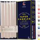 Ivory Cream 12 Inch Taper Candles - Pack of 12 Premium Unscented, Dripless & Smokeless Hand-Dipped Candles for Birthday, Wedding or Dinner Decorations and Formal Candlelighting