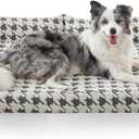 FURTIME Orthopedic Dog Beds Large Sized Dog, XL Washable Memory Foam Pet Couch Bed with Removable Washable Cover, Non-Slip Bottom with Bolster Sides, Grey (L (35"x25.2"x9.4" ))