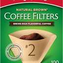 Melitta #2 Cone Coffee Filters, Natural Brown, 100 Count - Fits all 2-6 Cup Cone Coffee Makers and 1-cup Pour-Over Brewers, Compostable, Tear-Resistant, Made in USA