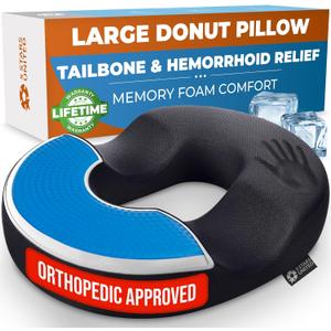 5 STARS UNITED Donut Pillow Hemorrhoid Tailbone Cushion  Large Cushion for Pain Relief  Coccyx, Prostate, Sciatica, Pelvic Floor, Pressure Sores, Pregnancy, Postpartum Recovery, Gray 5 STARS UNITED Donut Pillow Hemorrhoid Tailbone Cushion  Large Cushion for Pain Relief  Coccyx, Prostate, Sciatica, Pelvic Floor, Pressure Sores, Pregnancy, Postpartum Recovery, Gray