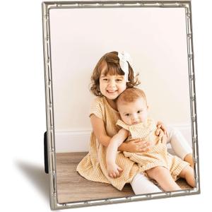 8x10 Picture Frame with Elegant Metal Bamboo Design, 8 x 10 Photo Frames with HD Real Glass, Versatile Display for Tabletop or Wall Mounting, Great for Home Decor and Gift Giving