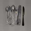 30 Pcs Black Silverware Set, Stainless Steel Flatware Set Service for 6, Mirror Polished Cutlery Utensil Set, Durable Home Kitchen Eating Tableware Set, Include Fork Knife Spoon Set, Dishwasher Safe