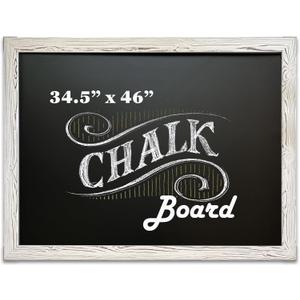 Loddie Doddie Magnetic Chalkboard - 46 x 34.5 in, White Rustic Frame, Mounting Hardware - Erasable Chalkboard Calendar - Magnetic Bulletin Board Message Center - Menu Board for Kitchen