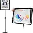 T-SIGN Adjustable Heavy Duty Pedestal Sign Holder Floor Stand, Sign Stand Poster Stand, 8.5 x 11 inch, Vertical & Horizontal View, Outdoor Indoor Standing Display Sign Holders Aluminum Black