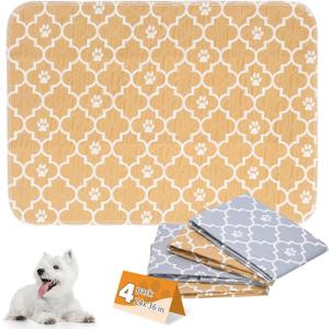 KOOLTAIL Washable Pee Pads for Dogs, 4 Packs Super Absorbent Leakproof & Non-Slip Dog Pee Pad Large, Reusable Puppy Training Pads Waterproof, Pet Mat Rug for Whelping,Floor,Crate Cats Animals, 24"x36"
