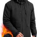 FREE SOLDIER Men's Waterproof Ski Jacket Fleece Lined Warm Winter Snow Coat with Hood Fully Taped Seams (Black, 3XL)