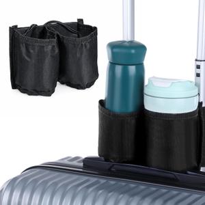 Universal Luggage Travel Cup Holder, Luggage Cup Holder for Suitcases Free Hand Drink Carrier Carry on Beverage CupHolder Attachment, Luggages Cups Caddy Gifts for Travelers Flight Attendants (Black)