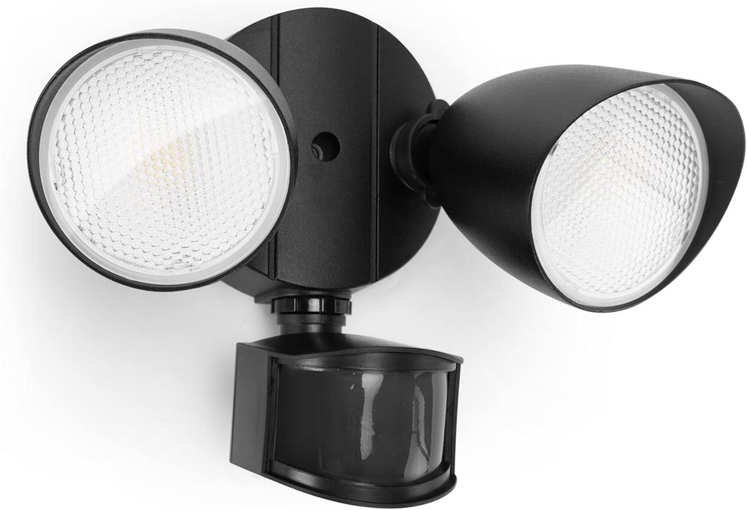 LUTEC 32W 2500 Lumen LED Security Lights Motion Sensor Light Outdoor, 5000K Daylight, IP65 Waterproof, Dusk to Dawn, Hardwired Motion Detector Flood Light for Garage, Yard, Porch-Black (Black)