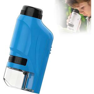 Mini Microscope, 2026 New Portable Pocket Microscope with Adjustable Zoom 60-120x Magnifying Glass, Handheld Microscope Miniscope with LED Lights Educational Science Kit (Blue A)