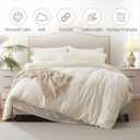 MILDLY Super Soft Duvet Cover - 100% Washed Microfiber Off White Comforter Cover Set 3 Pieces with Zipper Closure & Corner Ties