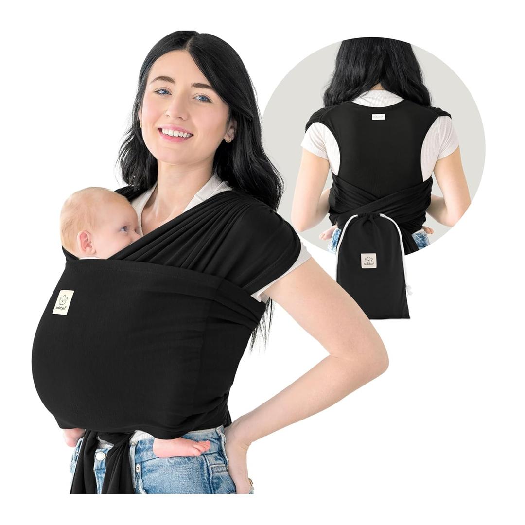 KeaBabies Baby Wrap Carrier Ring Sling - Easy to Wear, Adjustable D-Lite Baby Carrier Newborn to Toddler, Infant Carrying Shirt, Hands Free Bonding, Breathable Fabric Wearing Wrap (Trendy Black)