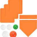 Baseball & Softball 5 Piece Base Set + 5 Piece Plastic Training Balls - Improve Power and Agility - Baseballs Accessories Fun for All Ages (Orange-4)