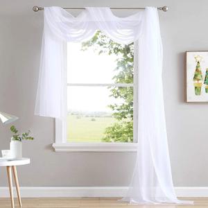 NICETOWN Sheer Canopy Bed Curtains Panels 216  Home Decoration Sheer Voile Scarf Valance for Wedding (1 Panel, W60 x L216, White)