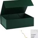 Green Gift Box,13x11x5.3 Large Gift Boxes With Lids For Presents Includes Ribbon And Diy Printable Sticker Paper,Bridesmaid Proposal Box,Magnetic Gift Box For Birthday,Wedding,Graduation