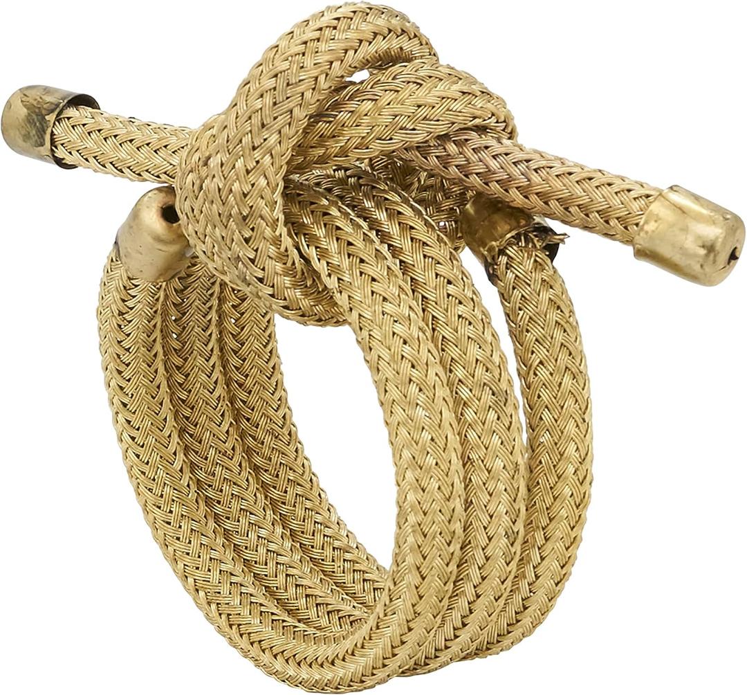 Saro Lifestyle Knotted Rope Napkin Rings (Set of 4), Gold, Set of 4