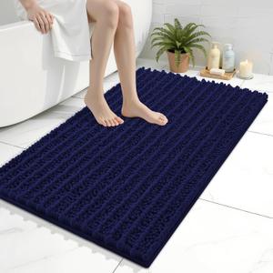 Arotive Luxury Bathroom Rugs 36x24, Extra Soft Thick Absorbent Shaggy Chenille Bath Rugs, Non-Slip Machine Wash Dry, Bath Mats for Bathroom Floor, Tub and Shower, Home Decor Accessories, Navy