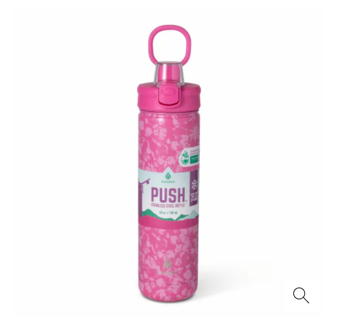 Manna™ Push™ Stainless Steel Bottle - Pink