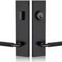 Matte Black Front Door Handle with Knurled Grip – Durable Entry Lock Set with Deadbolt, Exterior Lever & 3 Keys, Fits Left & Right Hand Doors (Keyed Handleset, Matte Black)