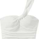 SOLY HUX Women's One Shoulder Tank Top Sleeveless Ruched Going Out Summer Crop Tops (White, M)