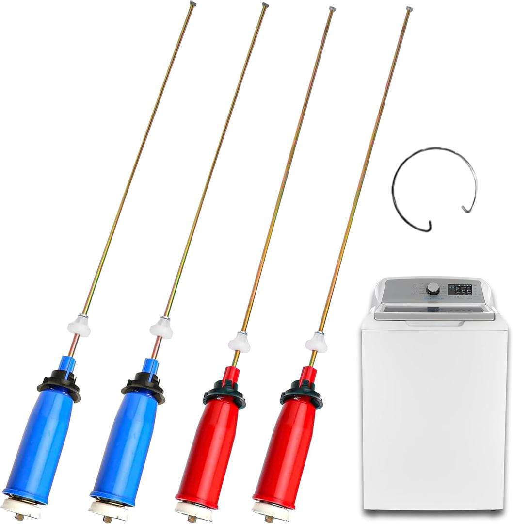 Upgraded WH16X10158 WH16X10159 Washer Suspension Rod Set 4PCS, For GE Hotpoint GTWN4250D0WS GTWN4250D1WS HSWP1000M3WW HTWP1400F1WW Washer Parts Suspension Rod and Spring Assembly Washing Machine