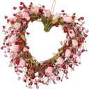 Elegant Artificial Tulips Heart Wreath with Colorful Flowers Decorative Garland Perfect for Wedding and Party Decoration Spring Floral Heart Wreath Artificial Flower Heart Decoration Wedding Door Day