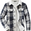 Women's Sherpa Lined Jackets Sherpa Turn-Down Collar Warm Winter Fleece Flannel Jacket for Women Trendy, Blue, Size: 2XL