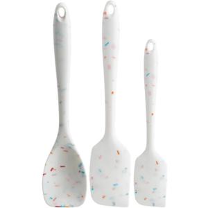 Trudeau Confetti Silicone Utensil Set 11" Spatula, 11" Spoonula & 8" Small Reinforced Hybrid Flexible Silicone, BPA-free, Heat Resistant to 428F, Ergonomic & Dishwasher Safe
