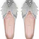 Flats Shoes Women Rhinestone Wedding Flats Comfort Pointed Toe Ballet Flat Shoe Low Heel Dress Shoes Sparkly Flats for Women, 37
