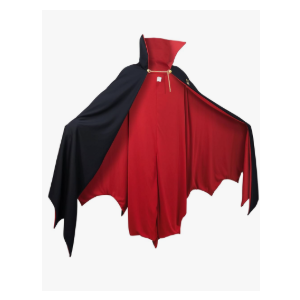 Vampire Costume Cloak with High Collar - Medieval Gothic Black and Red Cape for Halloween Cosplay Size Large
