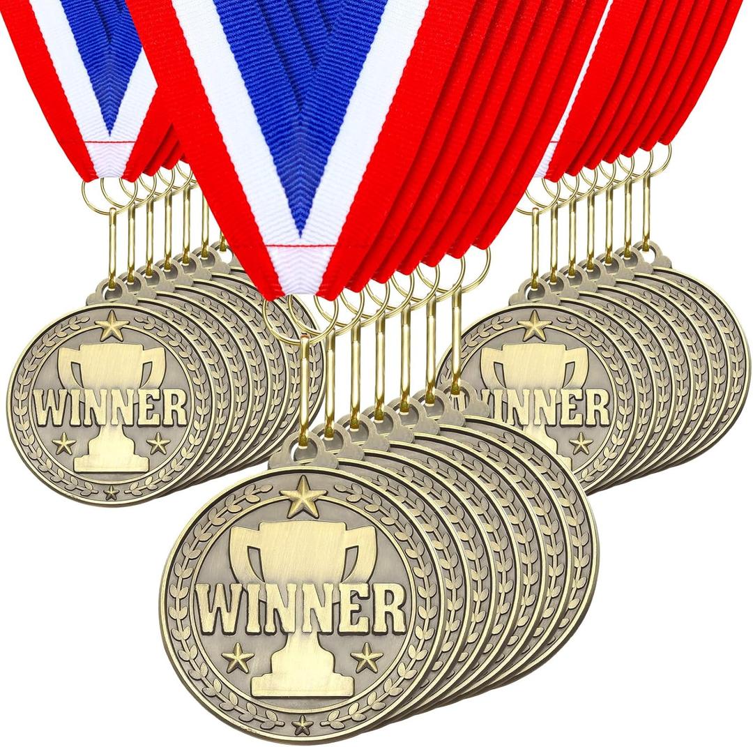 Remuuly 30 Pcs Gold Medals Bulk 2'' Basketball Soccer Baseball Volleyball Football Lacrosse Kickball Cheer Bowling Trophy Medals for Awards for Sports Participation Winner Gift