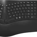 Ergonomic Wireless Keyboard Mouse Combo, EDJO Bluetooth/2.4G Dual Channel, Split Design, Soft Foam Palm Rest, 4 Level DPI Adjustable Wireless Mouse, Rechargeable, for Windows/Mac/AndroidBlack
