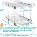 OCG 2 Tier Pull Out Cabinet Organizer (12.5" W x 21" D), Pull Out Drawers for Kitchen Cabinets, Pull Out Shelves for Base Cabinet Organization in Kitchen Bathroom Pantry, Chrome Finish