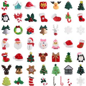 Milisten 50 Pcs Christmas Slime Charms Slices Resin Saint Santa Snowman Tree Bell Deer Suits Candy Cane Flatback Beads for Craft Making, Ornament Scrapbooking DIY Crafts