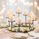 Candelabra Fireplace Candle Holder: 9 Black Iron Candelabra Fireplace Candle Holder for Pillar Candles