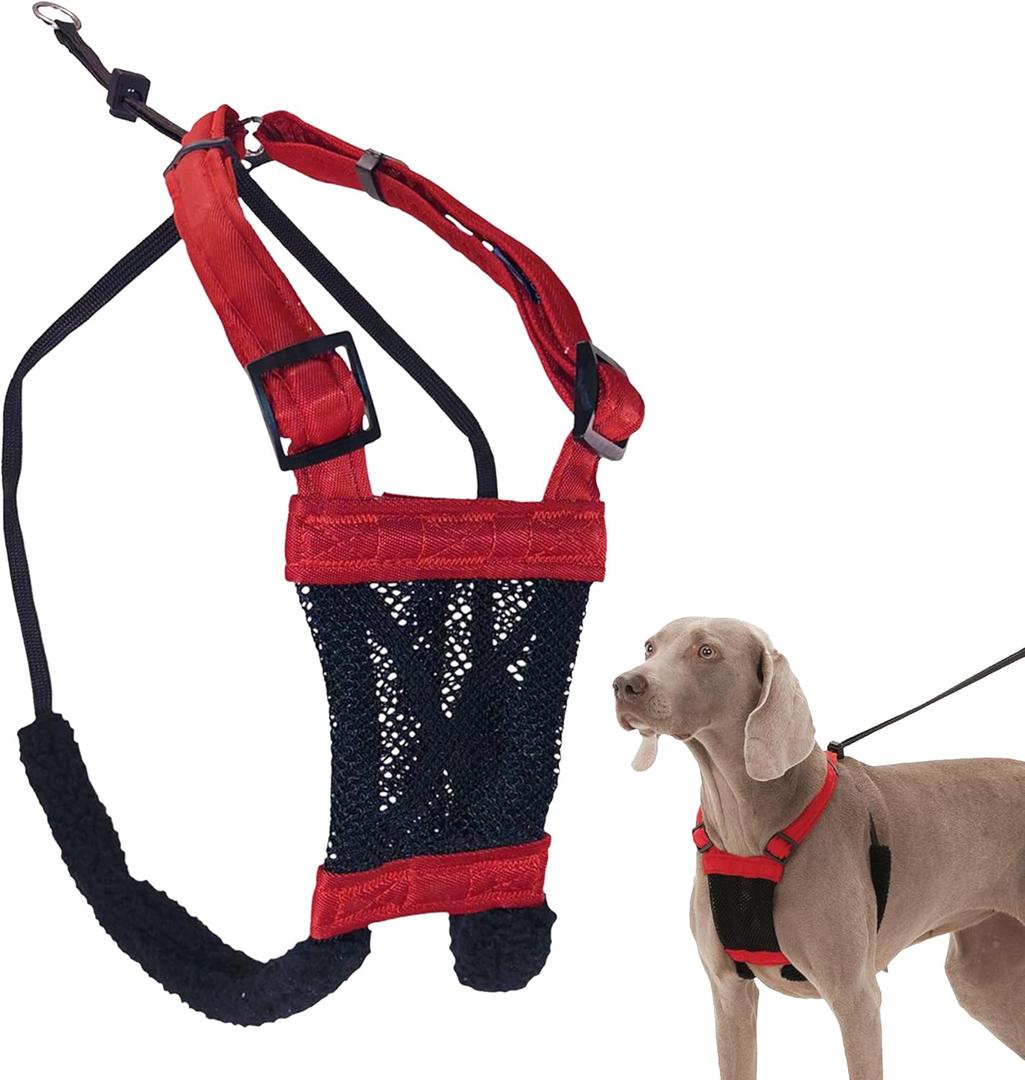 Sporn No Pull Dog Harness for Large Dogs, L/XL Red Mesh, Durable Nylon, Breathable, Lightly Padded, Soft & Easy, Heavy Duty Body Halter Pulling Harness for Big, Extra Large Size Breeds