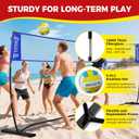 BAGAIL Volleyball Net, 12ft Portable Volleyball Net for Backyard - Adjustable Height, Heavy-Duty Frame, Freestanding Design - Portable Outdoor/ Indoor Volleyball Set with Carry Bag - Blue