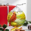 Stained Glass Cardinal Ornament, Christmas Ornaments, Christmas Tree Ornaments, Holiday Ornament & Holiday Decor, Party Gifts for Bird Lovers & Cardinal Gifts
