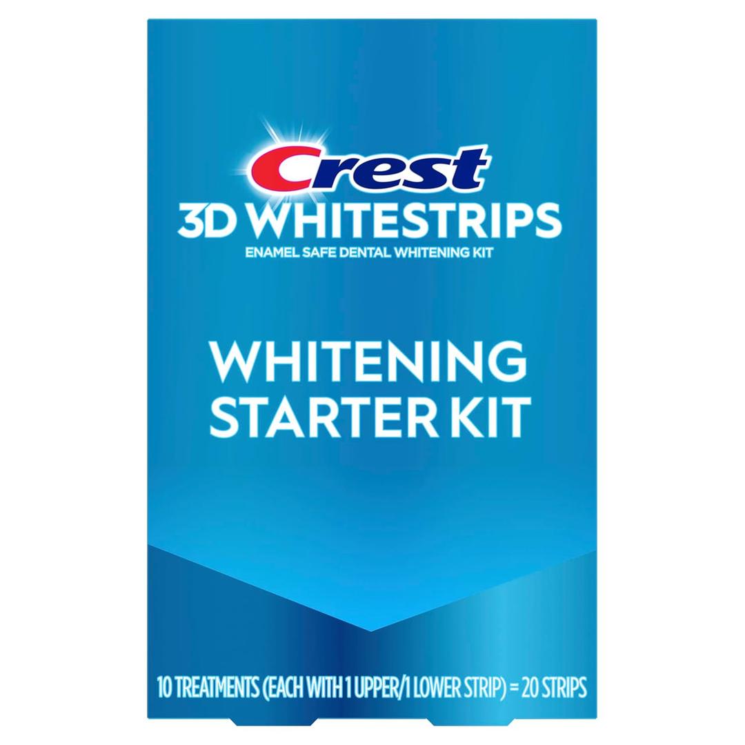 Crest 3D Whitestrips Whitening Starter Kit  Teeth Whitening Kit, 10 Treatments, Each with 1 Upper/1Lower, 20 Strips  Crest 3DWhite Teeth Whitening Strips